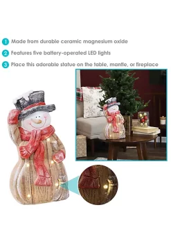Budget 🤩 Harold the Happy Snowman Lighted Ceramic Statue - 15.5" by Sunnydaze Decor ❤️ -Sunnydaze Decor Shop Belk 488