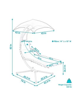 Wholesale 🧨 Floating Lounge Chair with Umbrella and Curved Steel Stand - Teal by Sunnydaze Decor 🎉 -Sunnydaze Decor Shop Belk 4880