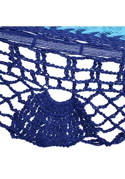 Cheap 😀 2-Person Cotton/Nylon Hammock with Steel Stand and Fringe - Blue by Sunnydaze Decor ⌛ -Sunnydaze Decor Shop Belk 4884