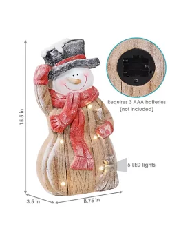Budget 🤩 Harold the Happy Snowman Lighted Ceramic Statue - 15.5" by Sunnydaze Decor ❤️ -Sunnydaze Decor Shop Belk 489