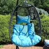Discount 🎉 Black Polyethylene Wicker Hanging Egg Chair with Cushions - Blue by Sunnydaze Decor 😀 -Sunnydaze Decor Shop Belk 4892