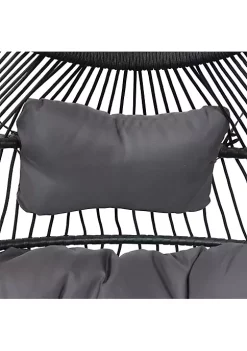 Top 10 ⭐ Black Polyethylene Wicker Hanging Egg Chair with Cushions - Gray by Sunnydaze Decor ⌛ -Sunnydaze Decor Shop Belk 4904