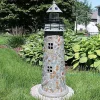 Budget 🥰 25 in Resin and Cobblestone Solar LED Lighthouse Nautical Statue by Sunnydaze Decor ❤️ -Sunnydaze Decor Shop Belk 4907