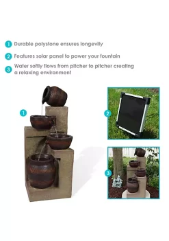 Coupon ✔️ Cascading Terra Bowl Solar Water Fountain with LED Lights - 30 in by Sunnydaze Decor 🛒 -Sunnydaze Decor Shop Belk 4913