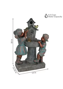 Budget 👏 Boy and Girl at Birdbath Water Fountain with LED Lights - 30 in by Sunnydaze Decor 😉 -Sunnydaze Decor Shop Belk 4933