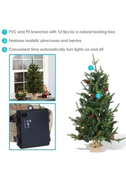 Best deal ⌛ Natural Noel Indoor Pre-Lit Artificial 🎅 Christmas Tree - 3 ft by Sunnydaze Decor 🥰 -Sunnydaze Decor Shop Belk 494