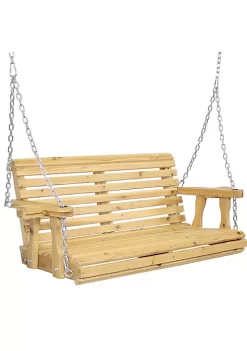Promo 🎉 2-Person Wooden Porch Swing with Armrests/Chains - Traditional by Sunnydaze Decor 👍