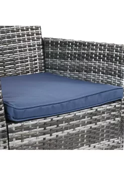 Outlet 🎁 Dunmore Rattan 4-Piece Patio Furniture Set - Gray and Navy Blue by Sunnydaze Decor 👏 -Sunnydaze Decor Shop Belk 4959