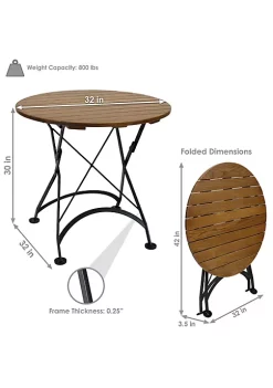 Budget ⭐ 32 in European Chestnut Wood Folding Round Patio Bistro Table by Sunnydaze Decor 🤩 -Sunnydaze Decor Shop Belk 4967