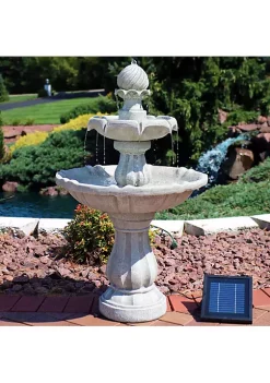 Wholesale ✨ Resin Outdoor 2-Tier Solar Water Fountain with Battery - White by Sunnydaze Decor 🌟