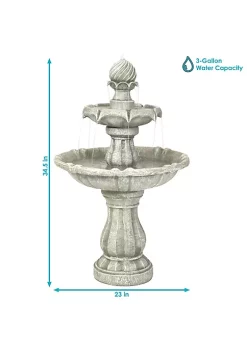 Wholesale ✨ Resin Outdoor 2-Tier Solar Water Fountain with Battery - White by Sunnydaze Decor 🌟 -Sunnydaze Decor Shop Belk 4987