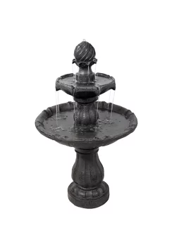 Coupon ❤️ Resin Outdoor 2-Tier Solar Water Fountain with Battery - Black by Sunnydaze Decor 🔔 -Sunnydaze Decor Shop Belk 4990