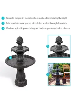Coupon ❤️ Resin Outdoor 2-Tier Solar Water Fountain with Battery - Black by Sunnydaze Decor 🔔 -Sunnydaze Decor Shop Belk 4992