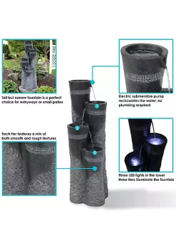 Best Pirce 💯 4-Tier Staggered Pillars Water Fountain with LED Lights - 41 in by Sunnydaze Decor 👏 -Sunnydaze Decor Shop Belk 5003