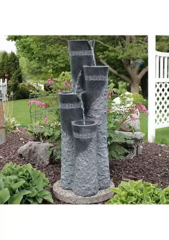 Best Pirce 💯 4-Tier Staggered Pillars Water Fountain with LED Lights - 41 in by Sunnydaze Decor 👏 -Sunnydaze Decor Shop Belk 5004