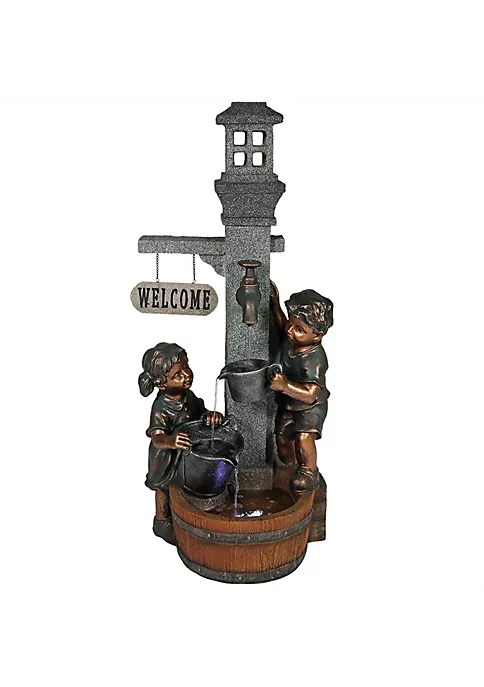 Outlet โ๏ธ Children Playing at Faucet Water Fountain with LED Lights - 40 in by Sunnydaze Decor ๐ 4 Outlet โ๏ธ Children Playing at Faucet Water Fountain with LED Lights - 40 in by Sunnydaze Decor ๐ - Image 2