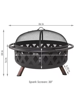 New 😍 36 in Crossweave Steel Fire Pit with Screen, Poker, and Cover by Sunnydaze Decor ⌛ -Sunnydaze Decor Shop Belk 501
