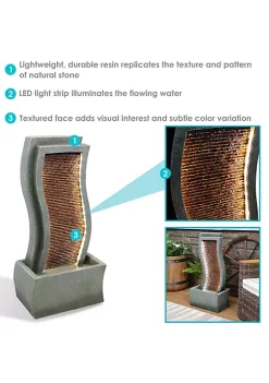 Discount ⭐ Contemporary Curve Resin Outdoor Fountain with LED Lights - 31 in by Sunnydaze Decor 🛒 -Sunnydaze Decor Shop Belk 5017