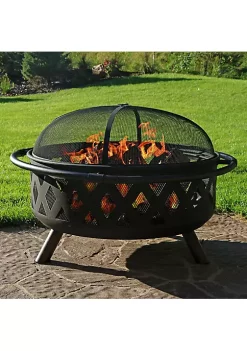New 😍 36 in Crossweave Steel Fire Pit with Screen, Poker, and Cover by Sunnydaze Decor ⌛ -Sunnydaze Decor Shop Belk 502
