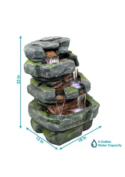 Cheap 😍 Electric Tiered Stone Waterfall Fountain with LED Lights - 23 in by Sunnydaze Decor 😀 -Sunnydaze Decor Shop Belk 5027