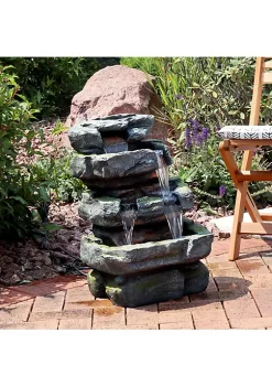 Cheap 😍 Electric Tiered Stone Waterfall Fountain with LED Lights - 23 in by Sunnydaze Decor 😀 -Sunnydaze Decor Shop Belk 5028