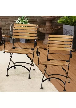 Brand new 👍 Deluxe Chestnut Folding Bistro Dining Armchair - Set of 2 by Sunnydaze Decor ⌛ -Sunnydaze Decor Shop Belk 5034