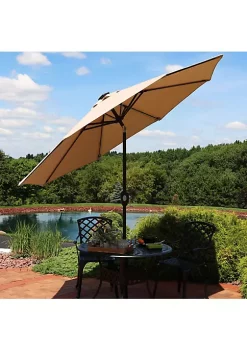Promo 🧨 9 ft Solar Sunbrella Patio Umbrella with Tilt - Beige by Sunnydaze Decor 🔥
