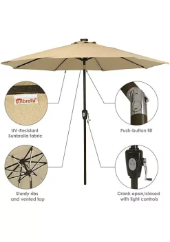 Promo 🧨 9 ft Solar Sunbrella Patio Umbrella with Tilt - Beige by Sunnydaze Decor 🔥 -Sunnydaze Decor Shop Belk 5054