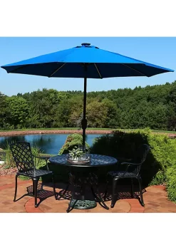 Budget 🧨 9 ft Solar Sunbrella Patio Umbrella with Tilt - Pacific Blue by Sunnydaze Decor ⌛ -Sunnydaze Decor Shop Belk 5063