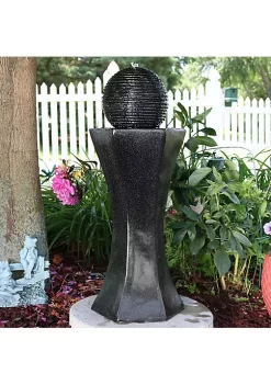 Budget ⭐ Black Pedestal/Ball Solar Fountain with Battery/LED Light - 31 in by Sunnydaze Decor ⭐