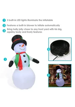 Brand new 👏 Holly Jolly Snowman 🎅 Christmas Inflatable Yard Decoration - 7 ft by Sunnydaze Decor ❤️ -Sunnydaze Decor Shop Belk 511