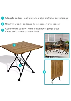 Promo 🎁 31.5 in European Chestnut Wood Folding Square Patio Bistro Table by Sunnydaze Decor 🤩 -Sunnydaze Decor Shop Belk 5130