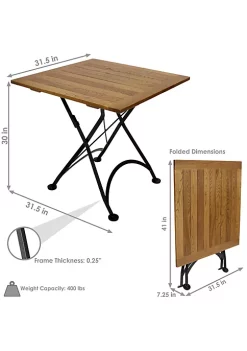 Promo 🎁 31.5 in European Chestnut Wood Folding Square Patio Bistro Table by Sunnydaze Decor 🤩 -Sunnydaze Decor Shop Belk 5131