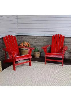 Buy 🎉 Coastal Bliss Fir Wood Adirondack Chair - Red - Set of 2 by Sunnydaze Decor 🧨