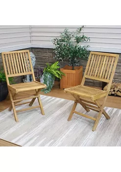 Best reviews of ✔️ Nantasket Solid Teak Folding Slat-Back Patio Chair - Set of 2 by Sunnydaze Decor ❤️
