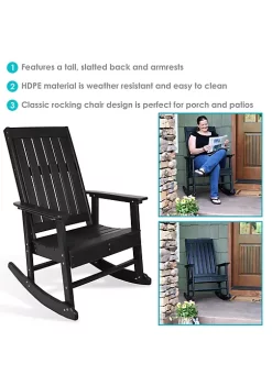 Cheapest 😀 Rustic Comfort All-Weather HDPE Outdoor Rocking Chair - Black by Sunnydaze Decor ⌛ -Sunnydaze Decor Shop Belk 5166