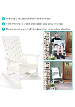 Best Pirce 👏 Rustic Comfort All-Weather HDPE Outdoor Rocking Chair - White by Sunnydaze Decor 😉 -Sunnydaze Decor Shop Belk 5172