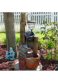 Best reviews of ✔️ Rustic Pouring Buckets Water Fountain and Solar Lantern - 34 in by Sunnydaze Decor ✔️ -Sunnydaze Decor Shop Belk 5182