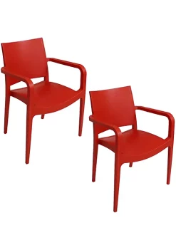 Flash Sale 😍 Landon Plastic Patio Dining Armchair - Red - Set of 2 by Sunnydaze Decor 💯 -Sunnydaze Decor Shop Belk 5184