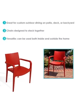 Flash Sale 😍 Landon Plastic Patio Dining Armchair - Red - Set of 2 by Sunnydaze Decor 💯 -Sunnydaze Decor Shop Belk 5186