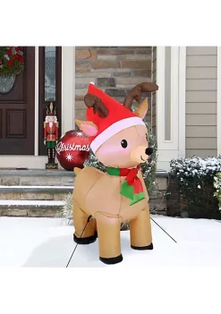 Cheap 🛒 Santa's Reindeer ❄ Christmas Inflatable Yard Decoration - 3.5 ft by Sunnydaze Decor 🤩
