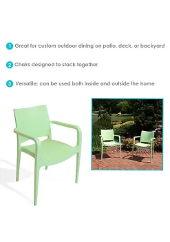 Cheap 🎁 Landon Plastic Patio Dining Armchair - Light Green - Set of 2 by Sunnydaze Decor 🛒 -Sunnydaze Decor Shop Belk 5201