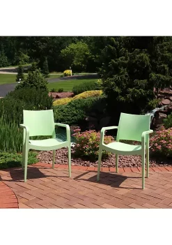 Cheap 🎁 Landon Plastic Patio Dining Armchair - Light Green - Set of 2 by Sunnydaze Decor 🛒 -Sunnydaze Decor Shop Belk 5203