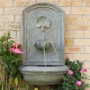 Flash Sale 👏 Seaside Outdoor Solar Wall Fountain with Battery - Limestone by Sunnydaze Decor ⭐
