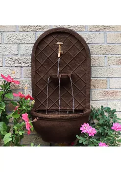 New ⭐ Messina Outdoor Solar Wall Fountain with Battery - Iron by Sunnydaze Decor 🎁