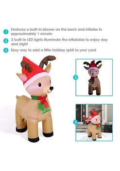 Cheap 🛒 Santa's Reindeer ❄ Christmas Inflatable Yard Decoration - 3.5 ft by Sunnydaze Decor 🤩 -Sunnydaze Decor Shop Belk 523