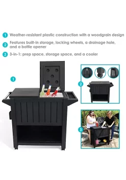 Top 10 🎁 21 gal Resin Patio Serving Cart with Cooler - Phantom Gray by Sunnydaze Decor ❤️ -Sunnydaze Decor Shop Belk 5244