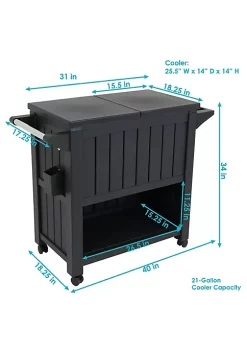 Top 10 🎁 21 gal Resin Patio Serving Cart with Cooler - Phantom Gray by Sunnydaze Decor ❤️ -Sunnydaze Decor Shop Belk 5245