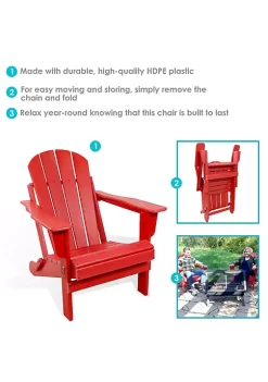 Promo 👍 All-Weather HDPE Foldable Adirondack Chair - Red by Sunnydaze Decor 🎁 -Sunnydaze Decor Shop Belk 5250