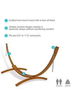 Discount 🔥 Curved Wooden Arc Hammock Stand with Hooks and Chains - 12 ft by Sunnydaze Decor 🤩 -Sunnydaze Decor Shop Belk 5256